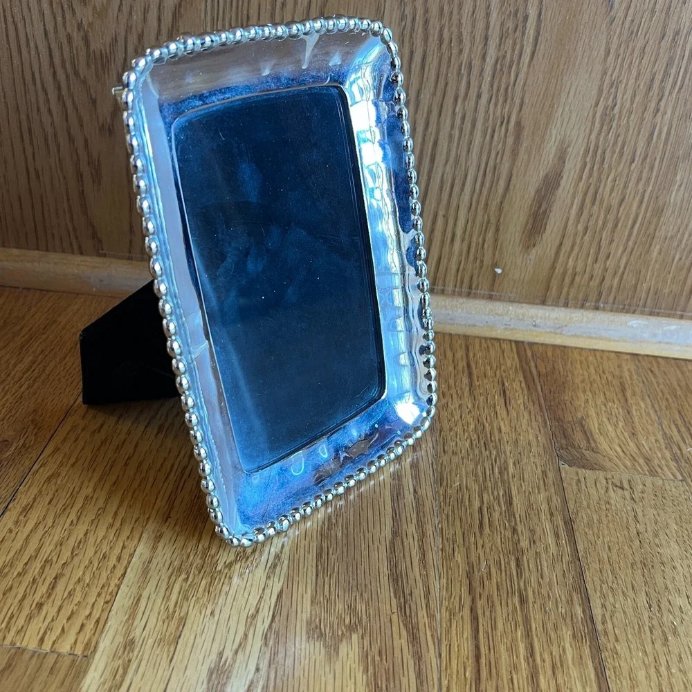Michael Aram Molten Beaded Picture Frame Silver Tone 7.5x6